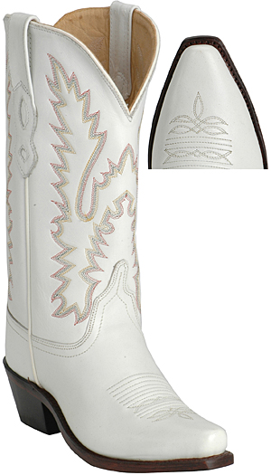 Scarpe country stivale in pelle bianco